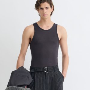 Nanushka Jahi - Melange Wool Jersey Tank Top - Grey Melange