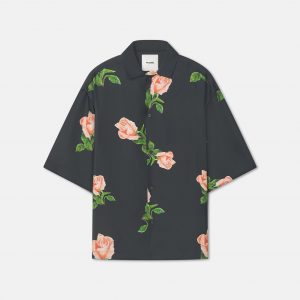 Nanushka Anwel - Printed Silk Twill Shirt - Black/Roses