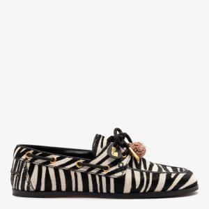 Larroudé Cyprus Boat Shoe Zebra Hair Leather