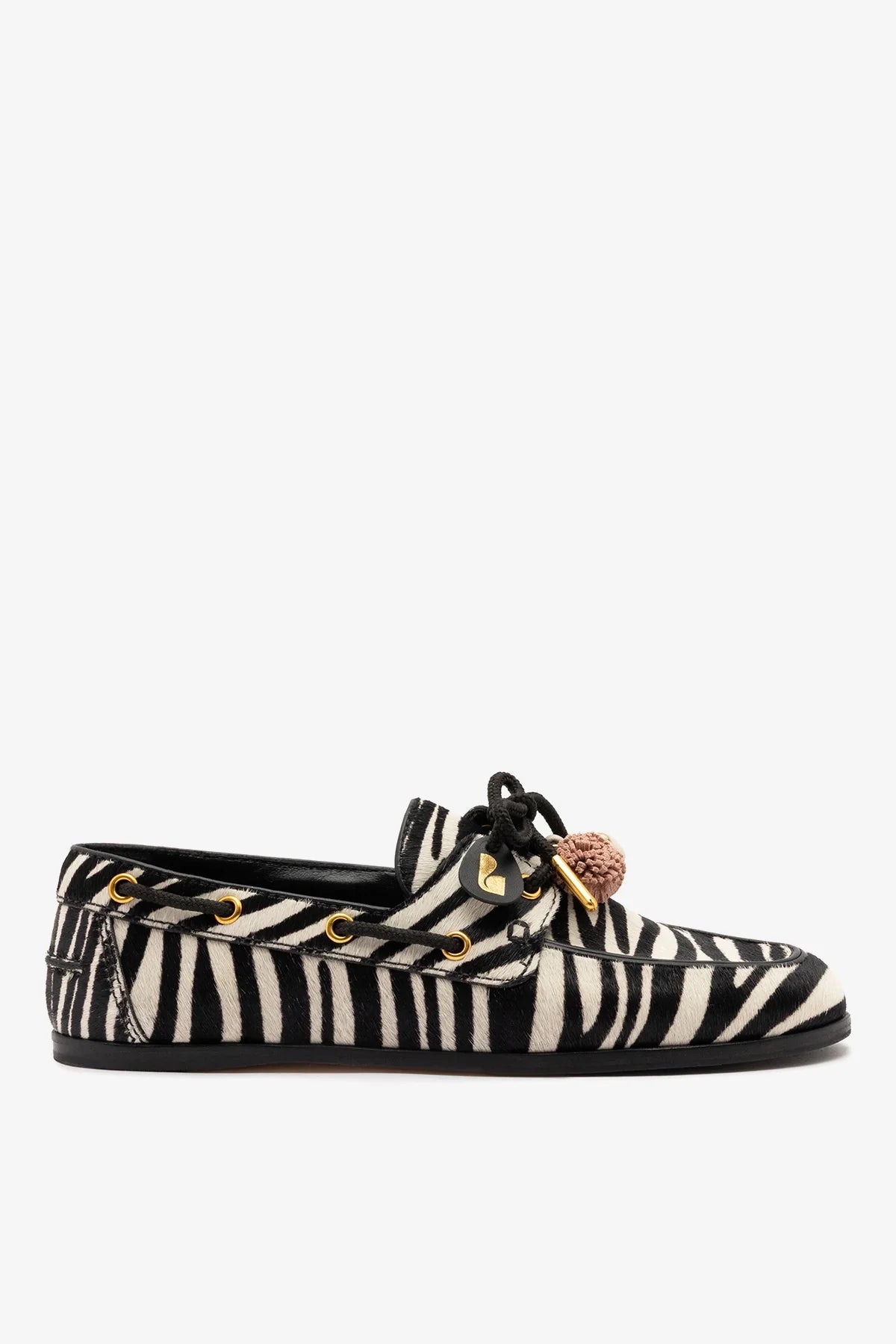 Larroudé Cyprus Boat Shoe Zebra Hair Leather