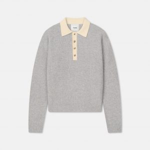Nanushka Gregor - Merino and Terry Polo Sweater - Light Grey/Creme