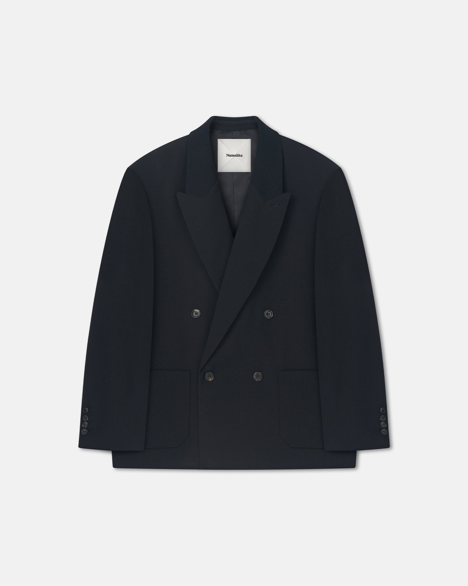 Nanushka Anselm - Double-Breasted Crepe Twill Blazer - Black