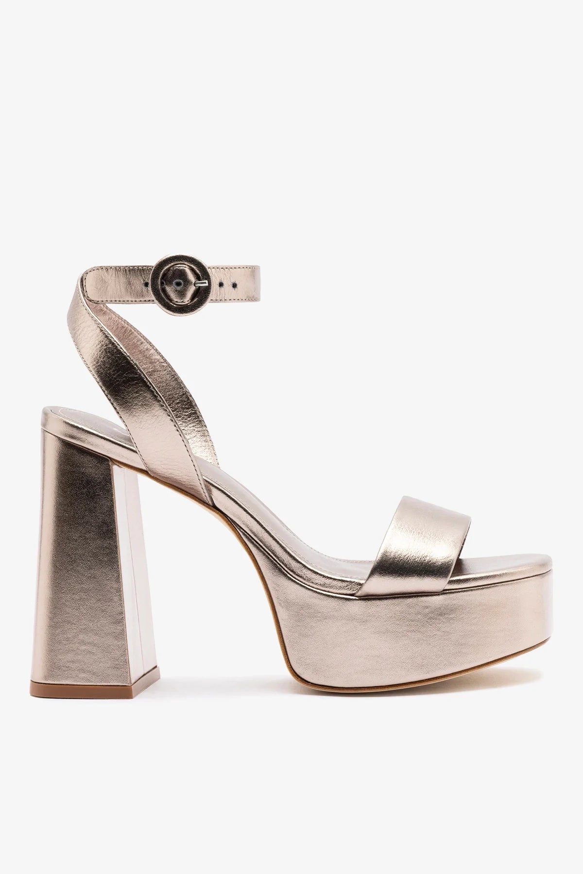 Larroudé Dolly Platform Sandal Dusky Gold Leather