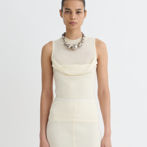 Nanushka Orien - Draped Wool Jersey Top - Creme
