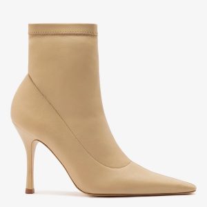 Larroudé Mini Carine Boot Beige Stretch Leather