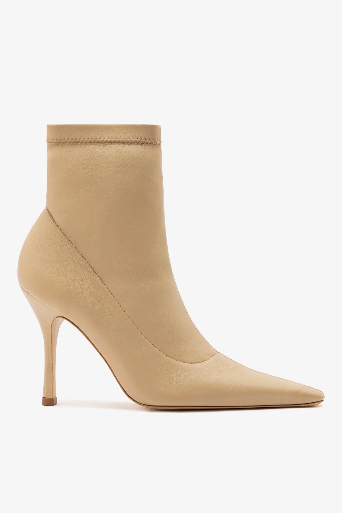 Larroudé Mini Carine Boot Beige Stretch Leather