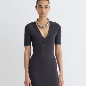 Nanushka Akka - Wool Jersey Henley Top - Grey