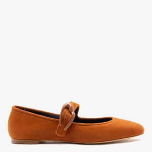 Larroudé Verona Ballet Flat Chestnut Suede