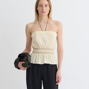 Nanushka Rosey - Glass Poplin Bandeau Top - Oat