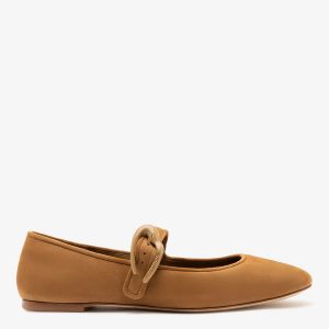 Larroudé Verona Ballet Flat Tobacco Suede