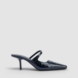 By Far Serena Closed Toe Croco Embossed Mule