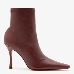 Larroudé Mini Carine Boot Burgundy Stretch Leather