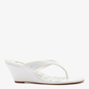 Larroudé Gaia Low Wedge Sandal White Patent Leather