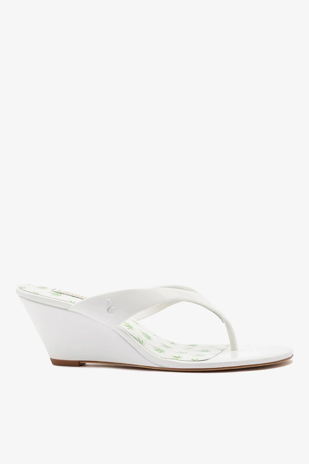 Larroudé Gaia Low Wedge Sandal White Patent Leather
