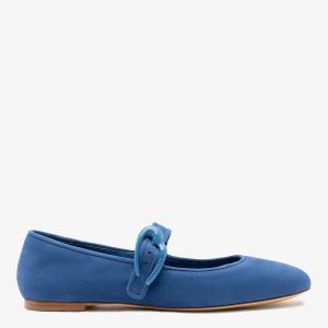 Larroudé Verona Ballet Flat Blue Suede