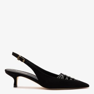 Larroudé Nara Pump In Black Suede and Leather