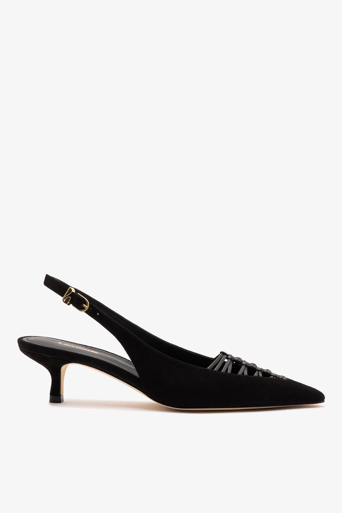 Larroudé Nara Pump In Black Suede and Leather