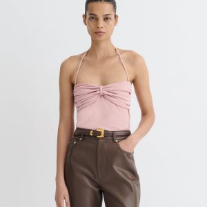 Nanushka Rissa - Halter Neck Mesh Jersey Top - Pink
