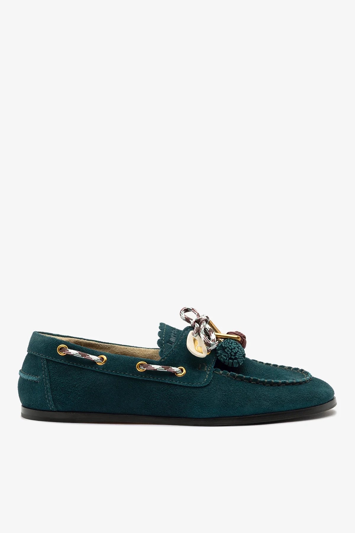 Larroudé Cyprus Boat Shoe Deepsea Suede