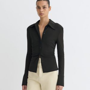 Nanushka Idana - Mesh Jersey Shirt - Antracite/Black