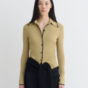 Nanushka Idana - Mesh Jersey Shirt - Sand/Anthracite