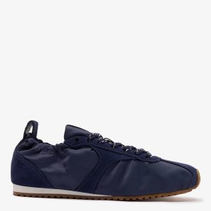 Larroudé Stella Lite Sneaker In Navy Nylon and Suede