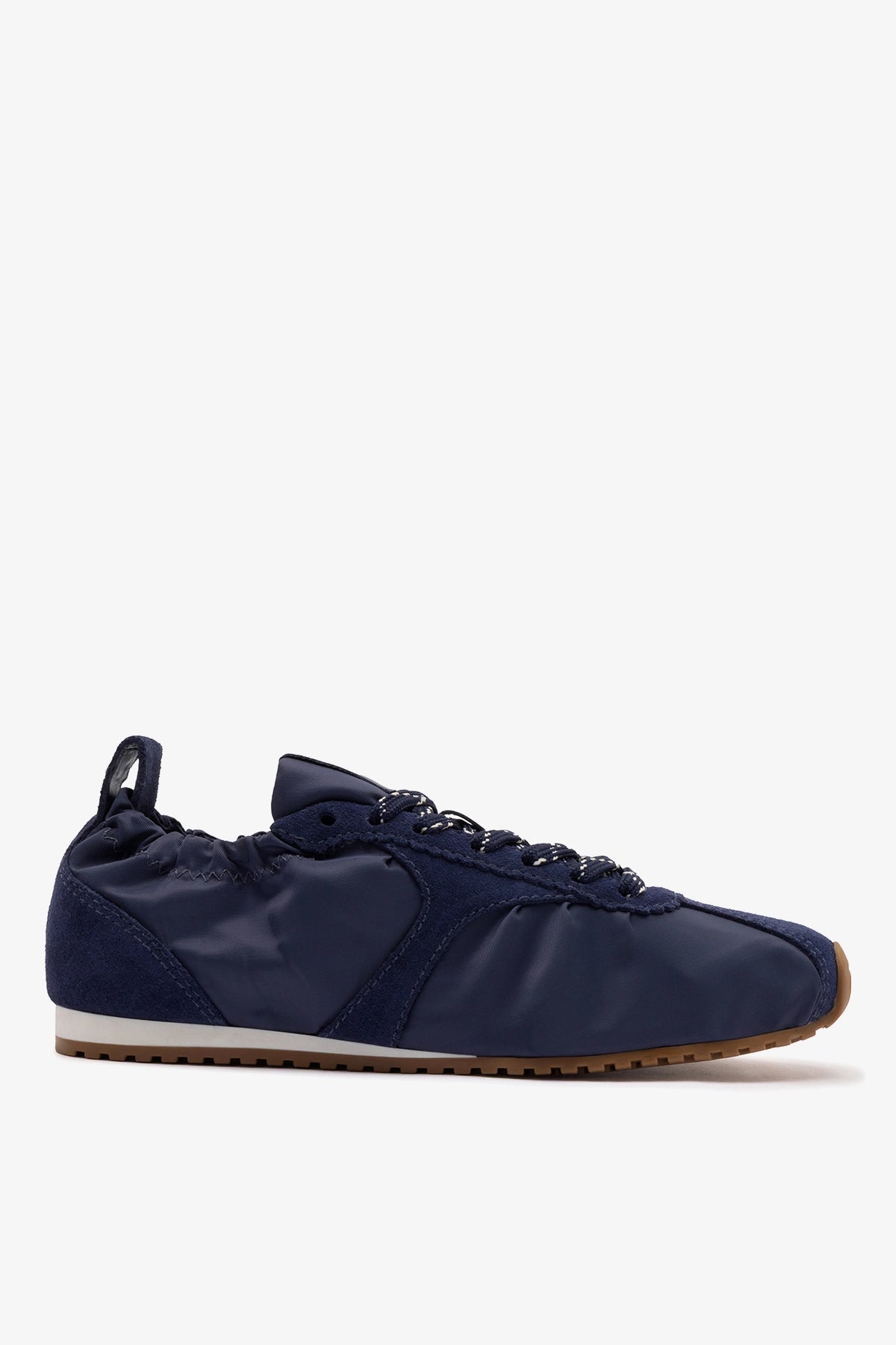 Larroudé Stella Lite Sneaker In Navy Nylon and Suede
