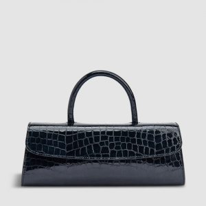 By Far Mini Longa Croco Embossed Top-Handle Bag