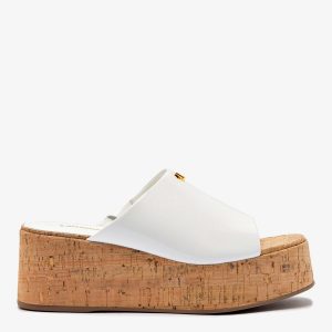 Larroudé Charli Mule In White Patent Leather
