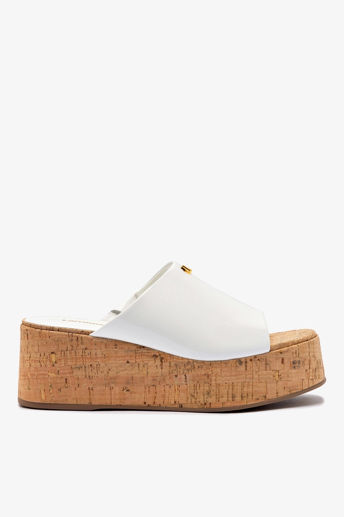 Larroudé Charli Mule In White Patent Leather