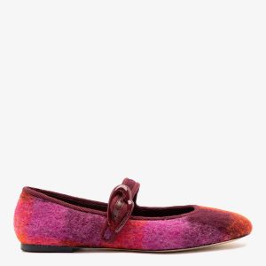 Larroudé Verona Ballet Flat Plum Printed Felt