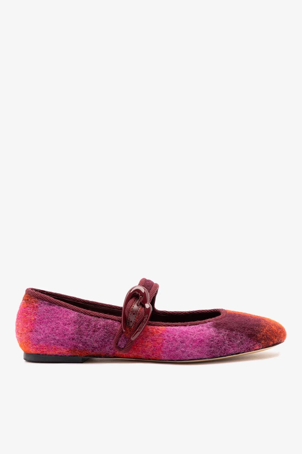 Larroudé Verona Ballet Flat Plum Printed Felt