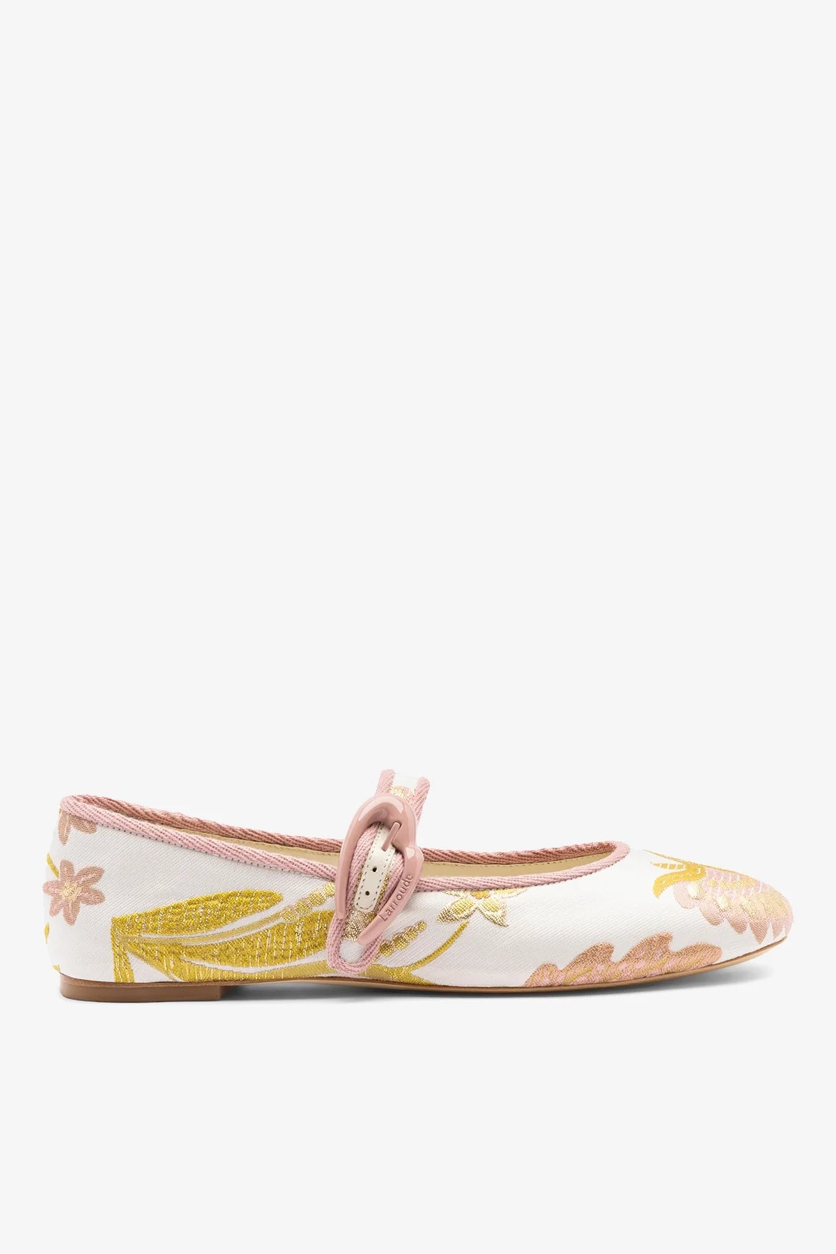 Larroudé by Markarian: Verona Ballet Flat Mist Floral Brocade