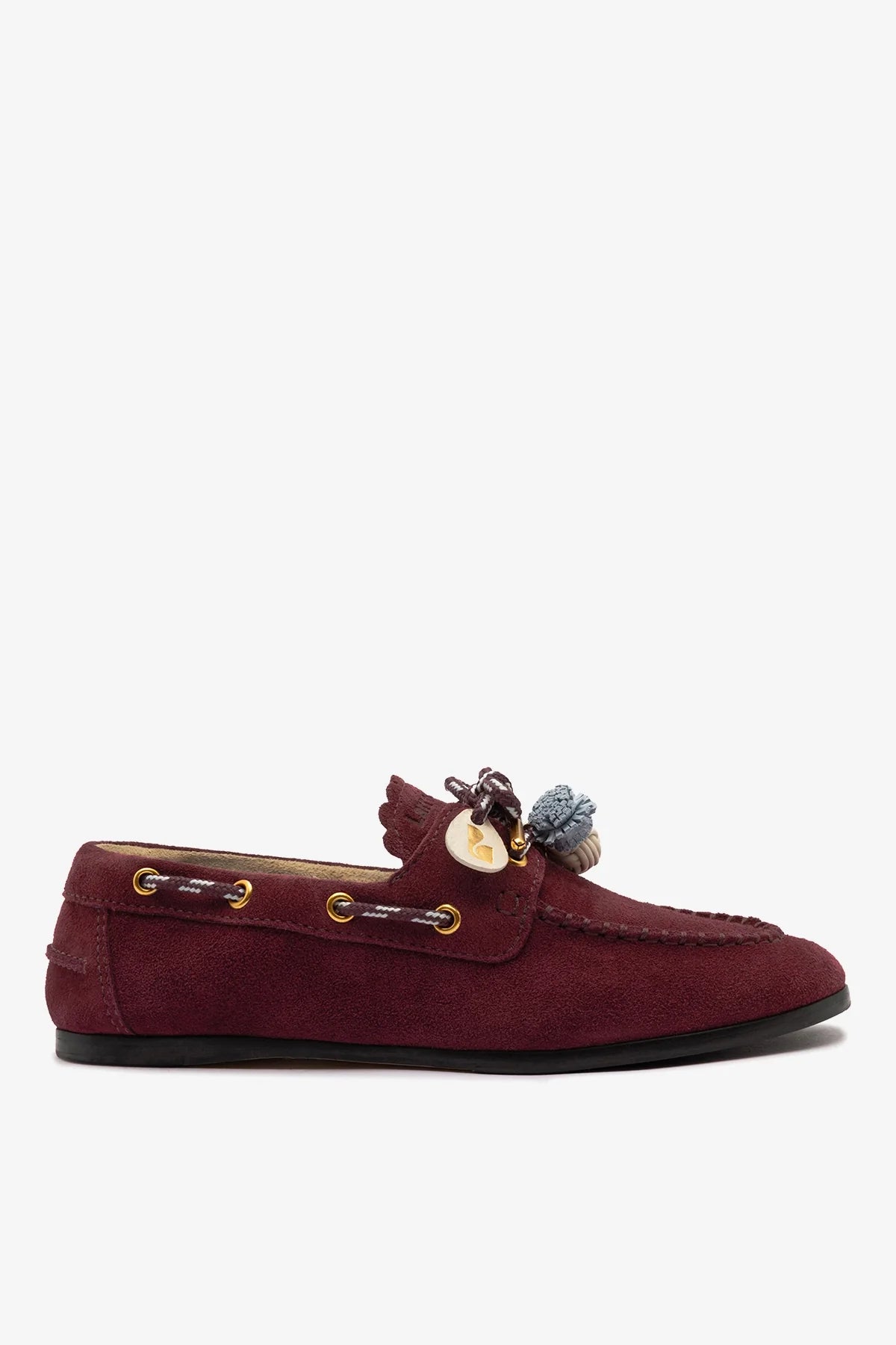 Larroudé Cyprus Boat Shoe Burgundy Suede