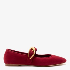 Larroudé Verona Ballet Flat Lipstick Red Suede