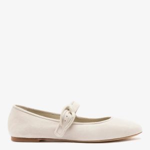 Larroudé Verona Ballet Flat Mushroom Gray Suede
