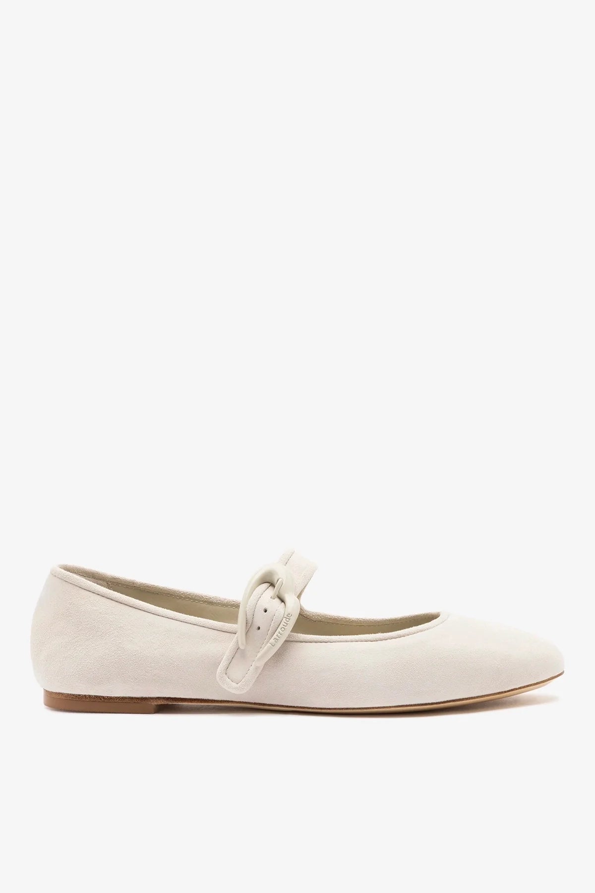 Larroudé Verona Ballet Flat Mushroom Gray Suede