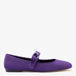 Larroudé Verona Ballet Flat Eggplant Suede