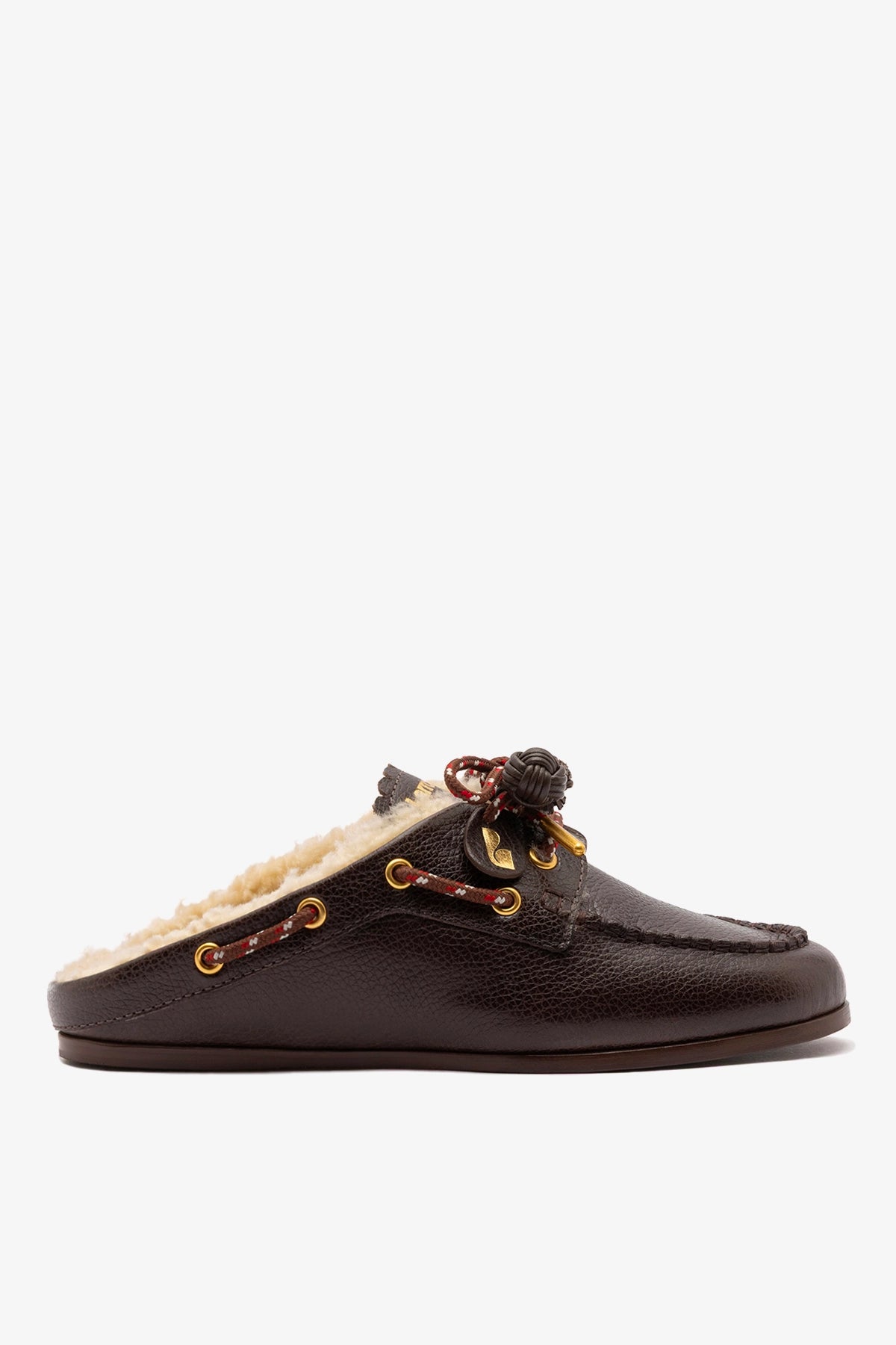 Larroudé Cyprus Shearling Mule Brown Leather
