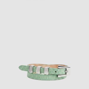 By Far Vic Croco Embossed Leather Belt