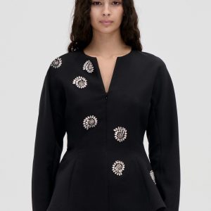 Stine Goya Flared Hem Zip-Up Top - Pearl Of Order