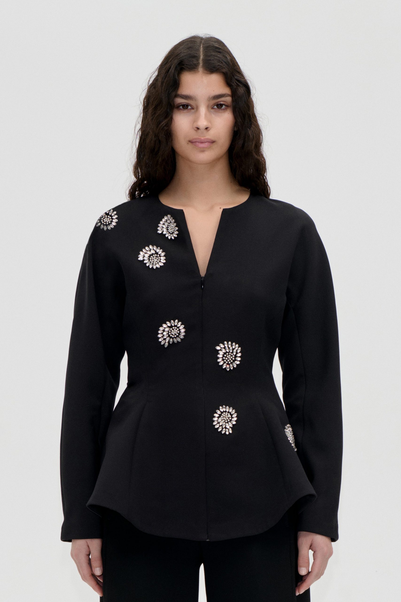 Stine Goya Flared Hem Zip-Up Top - Pearl Of Order