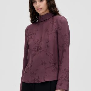 Stine Goya Relaxed Tie Neck Blouse - Bordeaux