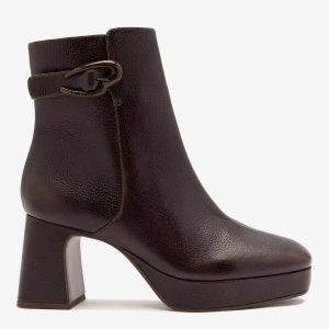 Larroudé Dolly Verona Low Platform Boot Brown Leather