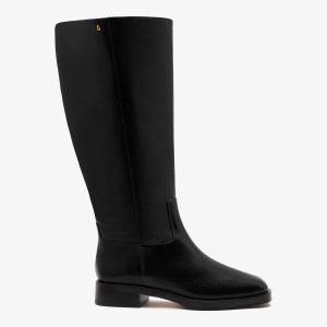 Larroudé Anne Wide Boot Black Leather