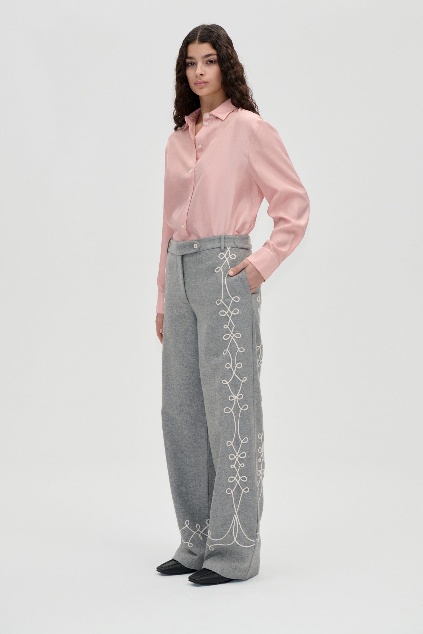 Stine Goya Embroidered Tab Pants - Tapered Embroidery Motif
