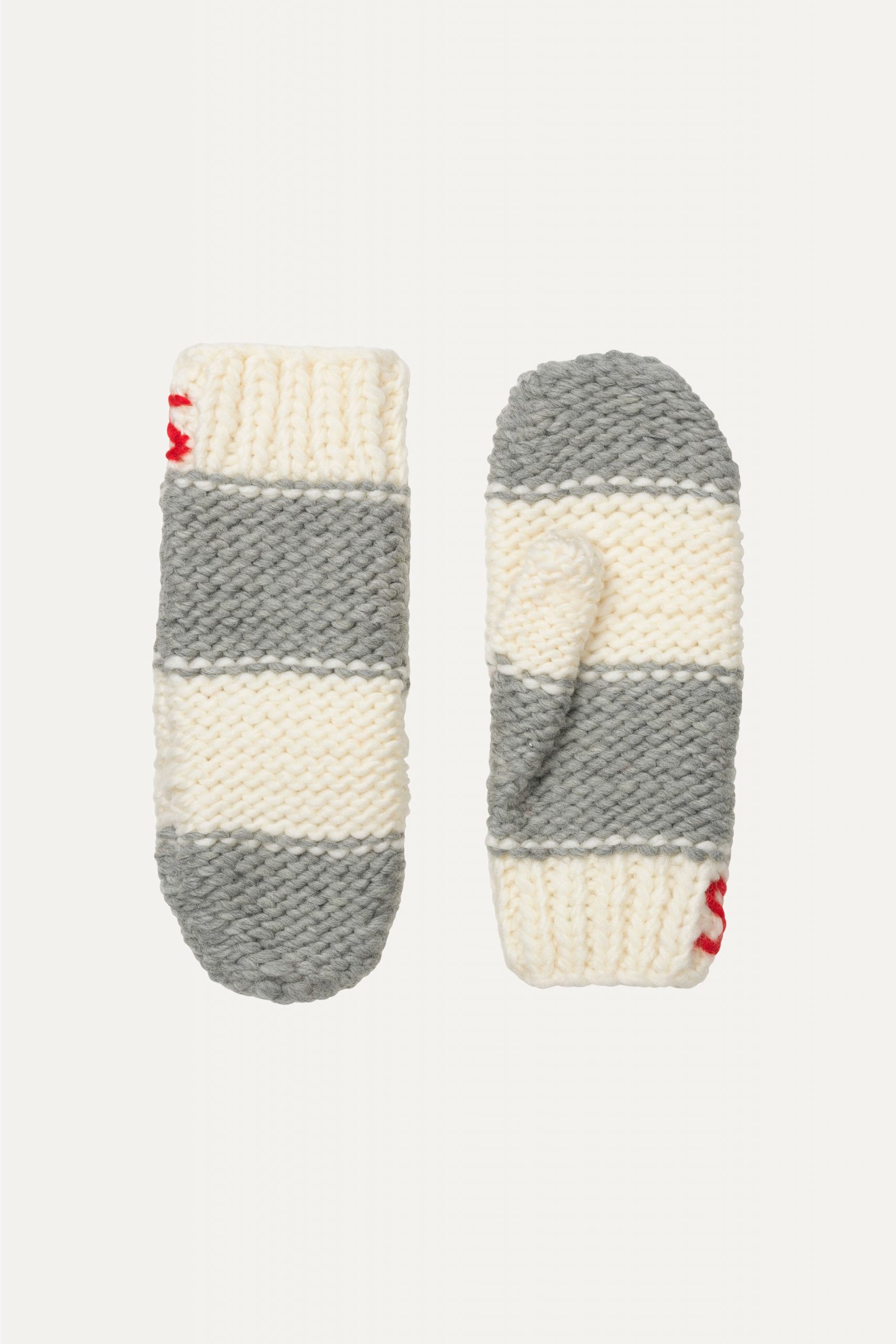 Stine Goya Knitted Mittens - Grey And Bold