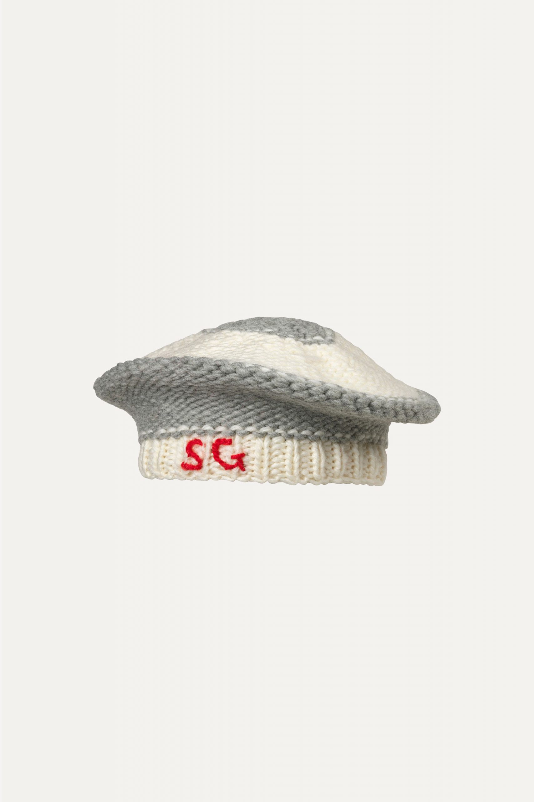 Stine Goya Knitted Beret - Grey And Bold