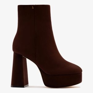 Larroudé Dolly Platform Boot Brown Suede