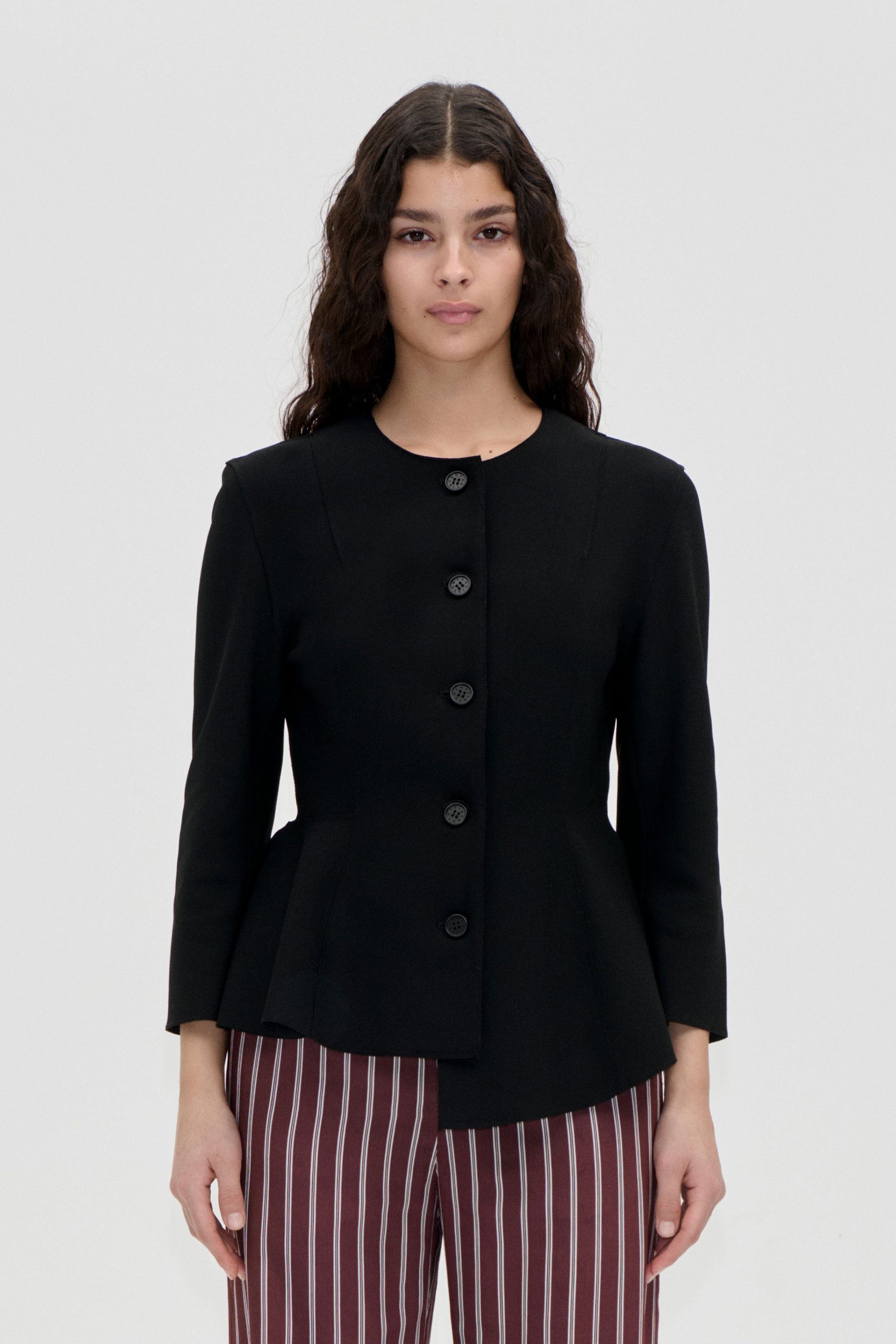 Stine Goya Flared Button-Up Top - Black